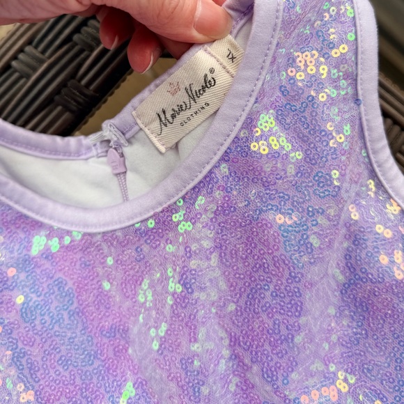 Marie Nicole Lilac Sequin Tulle Party Dress Size XL (5T) - Picture 3 of 3